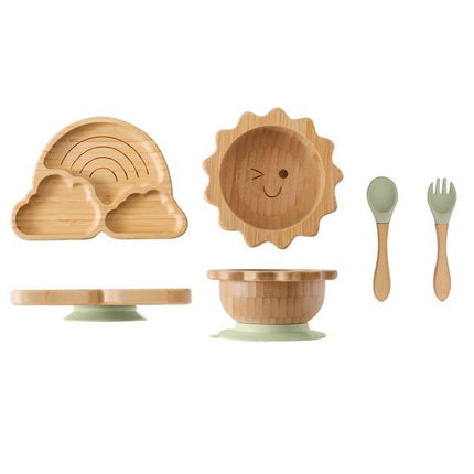 Eco-Friendly Bamboo Baby Feeding Set with Non-Slip Silicone Suction Cups - Wnkrs