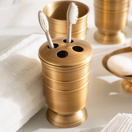 Golden Retro Brushed Brass Bathroom Set