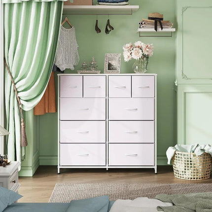 Modern White Storage Dresser with 10 Deep Drawers for Versatile Use - Wnkrs