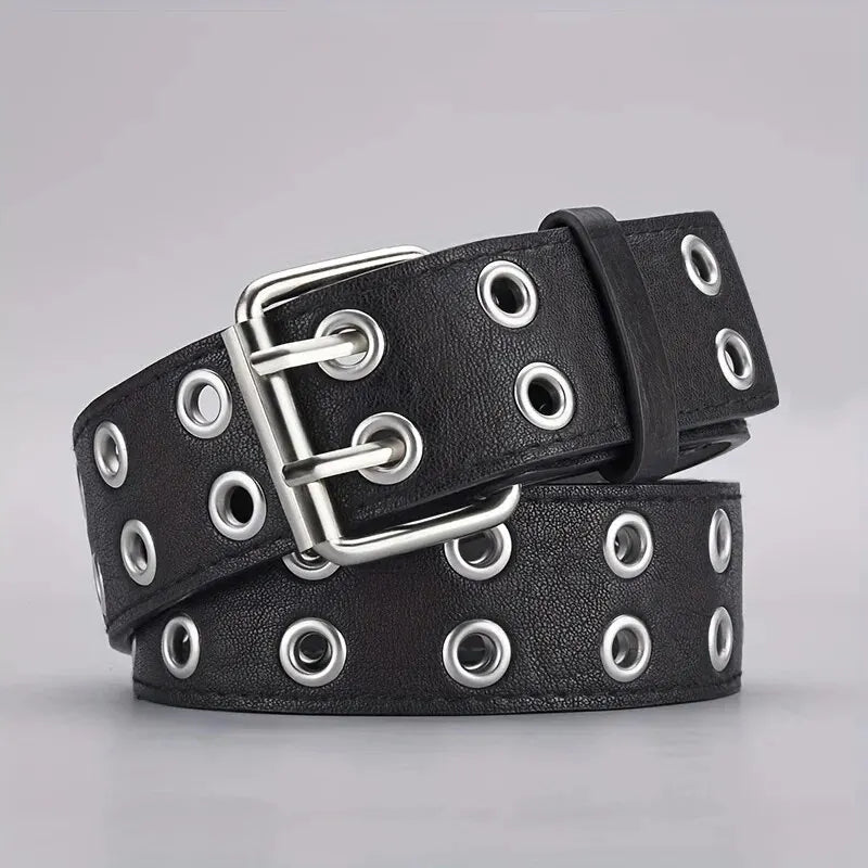 Unisex Double-Hole PU Belt