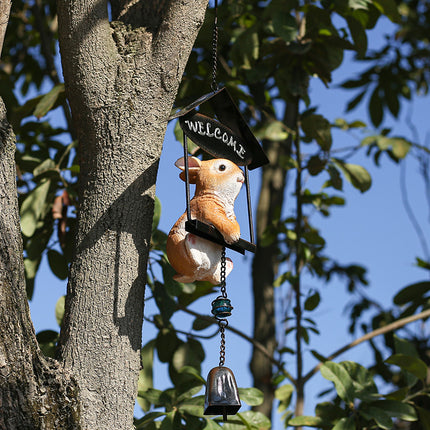 Colgante encantador de conejo para jardín: escultura de resina de animal para decoración al aire libre