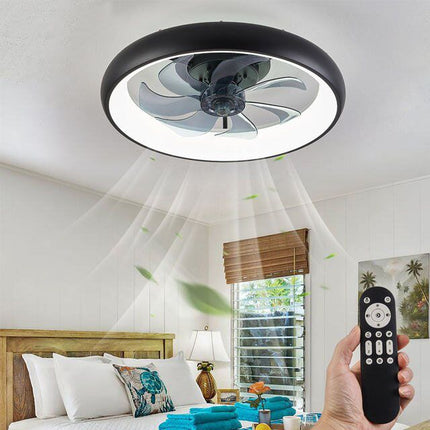 Modern Black LED Ceiling Fan with Dimmable Chandelier - Wnkrs