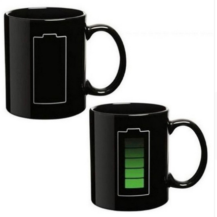 Battery display thermal temperature cup temperature sensitive color cup ceramic coffee mug - Wnkrs