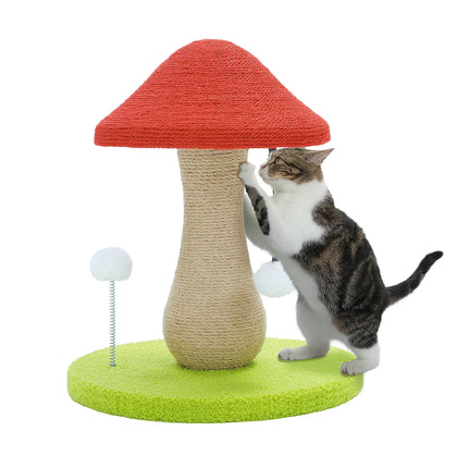 Arbre à chat champignon avec sisal et pompons