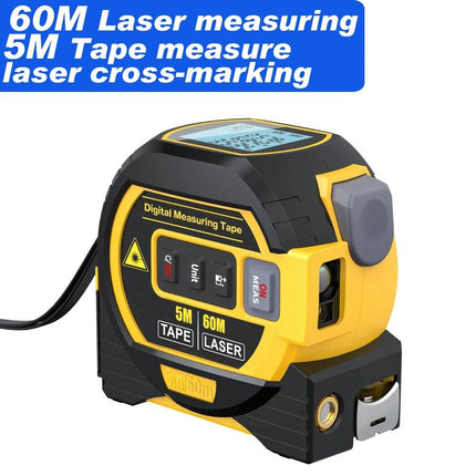 Multi-Function Laser Distance Meter with 5m Tape Measure and Cross-Marking - Wnkrs