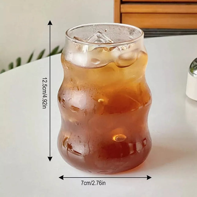 Vaso para café y bebidas de vidrio de borosilicato de alta calidad: vaso multiusos con diseño ondulado