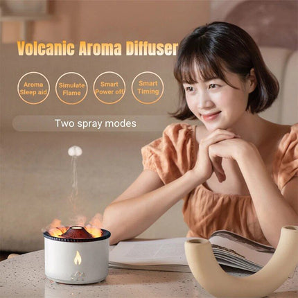 Volcano Eruption Aroma Diffuser & Air Humidifier with Flame Lamp Effect - Essential Oil Fragrance Machine for Home and Office - Wnkrs