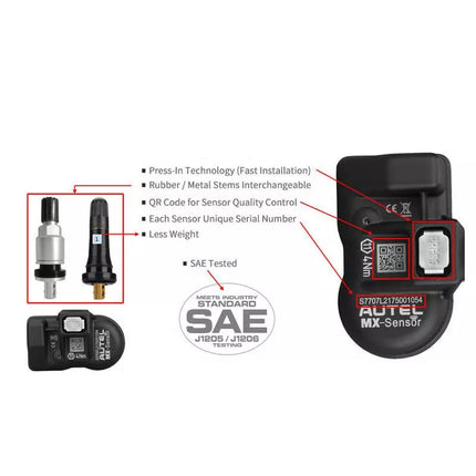 Universal 2-in-1 TPMS Sensor Clamp-In 315/433 MHz - Tire Pressure Monitoring System, Programmable & Cloneable