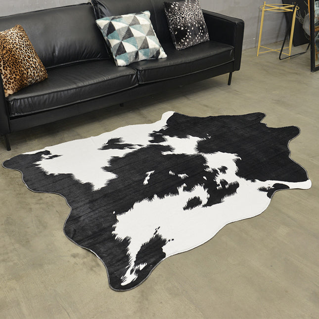 Shaped Whole Big Black Cow Carpet With Imitation Animal Pattern - Wnkrs