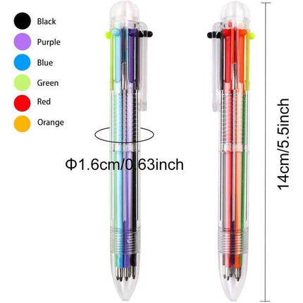 Multicolor 6-in-1 Retractable Ballpoint Pens 0.5mm, 50 Pack - Wnkrs