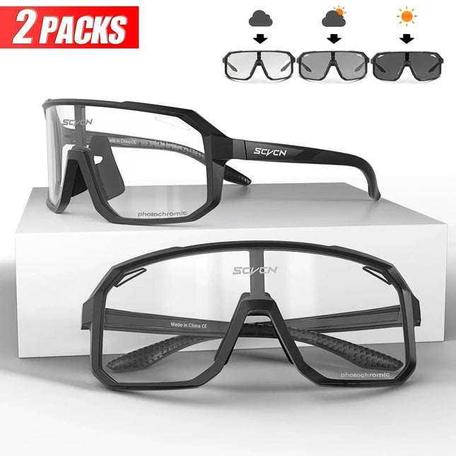 Photochromic Cycling Sunglasses 2-Pack – Unisex, Adjustable & UV400 Protection