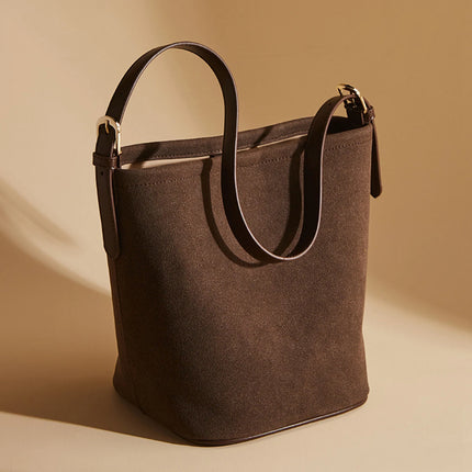 Sac à main en cuir PU pour femme – Sac à main seau en daim pour l'hiver, style décontracté