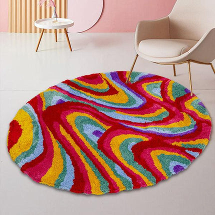 Colorful Psychedelic Round Tufted Rug