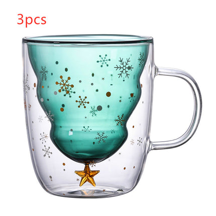 Double-layer Glass Christmas Tree Star Wish Cup High-temperature Resistant Glass Water Cup - Wnkrs