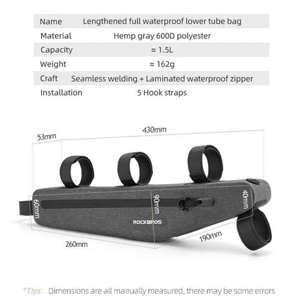 Extended Waterproof Cycling Front Tube Bag - Wnkrs