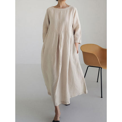 Women's Summer Cotton Linen Maxi Dress