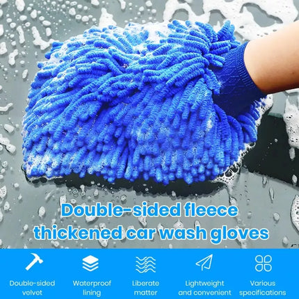 Double-Sided Chenille Microfiber Car Wash Mitts - Set of 2
