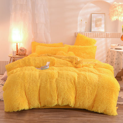 Luxury Thick Fleece Duvet Cover Queen King Winter Warm Bed Quilt Cover Pillowcase Fluffy Plush Shaggy Bedclothes Bedding Set Winter Body Keep Warm - Wnkrs