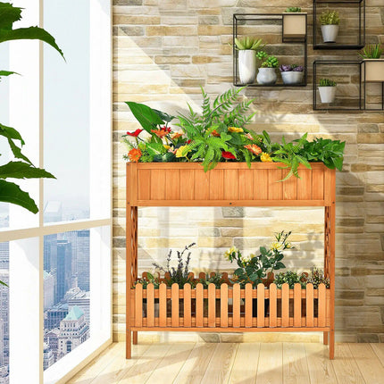 Elevated 2-Tier Wooden Garden Bed - Wnkrs