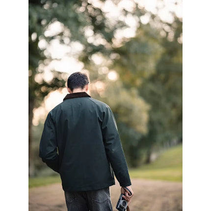 Chaqueta cargo de algodón de gran tamaño para hombre