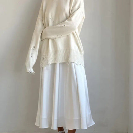 Elegant High Waist Satin Maxi Skirt for Women