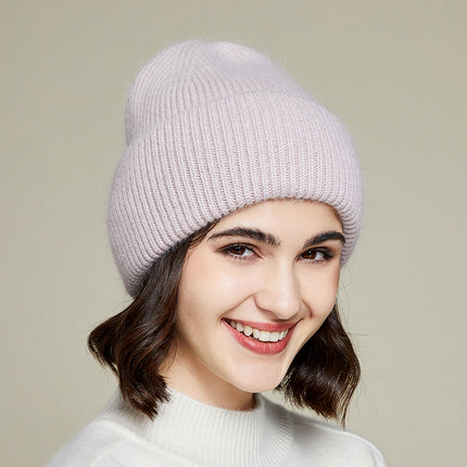 Bonnet unisexe en fourrure de lapin véritable, 9 couleurs, tricoté – Chaud et élégant pour hommes et femmes