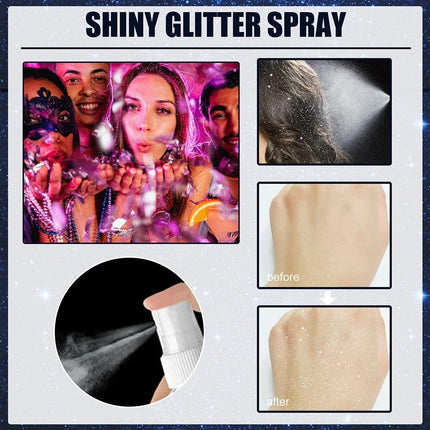 Spray brillante con purpurina Spray brillante para ropa, cuerpo y cabello