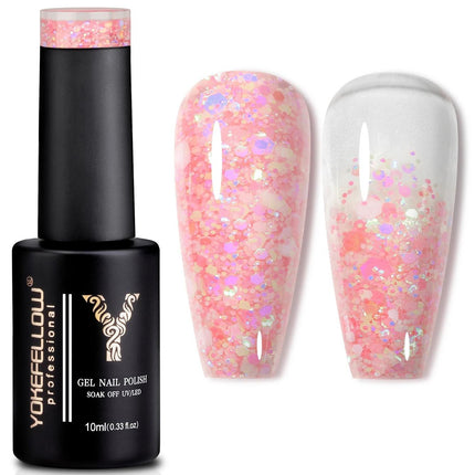 Esmalte de uñas en gel con lentejuelas brillantes