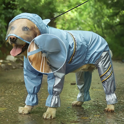 Imperméable pour gros chien avec combinaison queue – Veste imperméable pour grands chiens avec bandes réfléchissantes et trou de remorquage