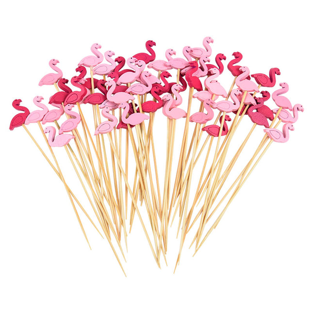 100pcs Flamingo Decorative Picks for Summer Party and Wedding Decor