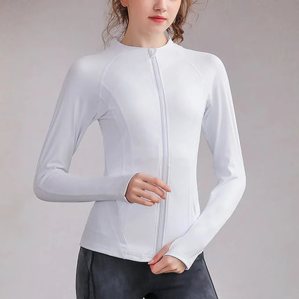 Veste de sport slim fit à séchage rapide pour femme avec trous pour les pouces