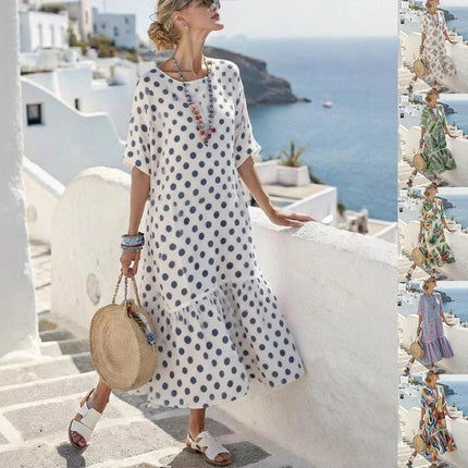 Vestido largo de mujer con estampado digital