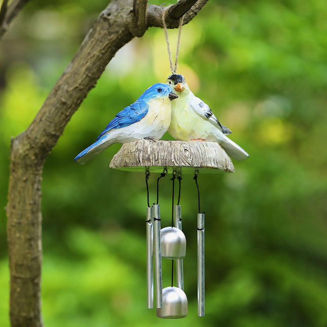 Charmant carillon à vent en résine en forme d'oiseaux pour décoration intérieure et extérieure