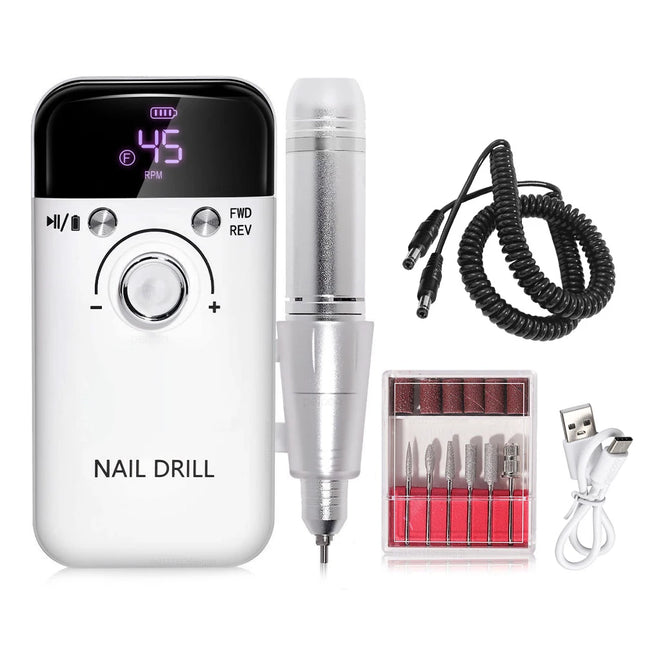 Nail Drill Machine 45000RPM Rechargeable Electric Nail Drill Polisher for Professional Manicure