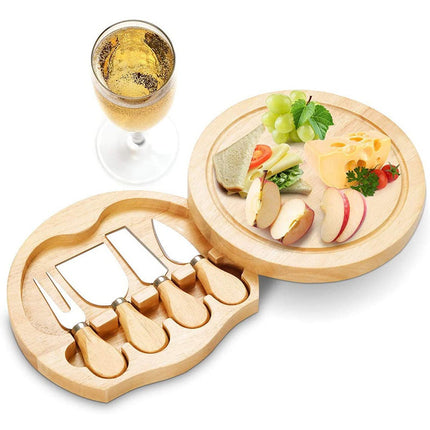 Ensemble de planche à fromage et de couteau en acier inoxydable avec manche en bambou