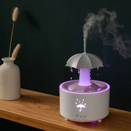 Humidificador de aromaterapia con forma de gota de lluvia giratoria creativa - Nube de niebla colorida