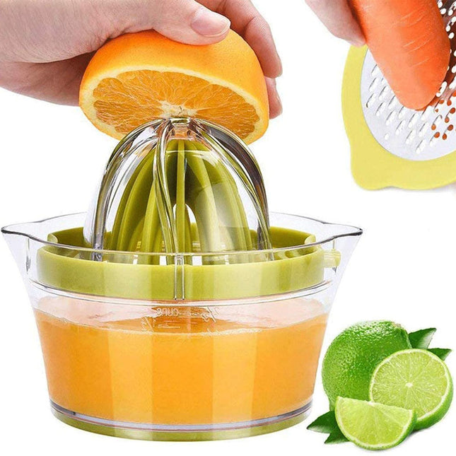 4-In-1 Manual Citrus Juicer with Built-in Measuring Cup and Egg Separator