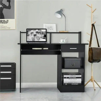 Modern Wooden Computer Desk with Storage & Keyboard Tray - Wnkrs