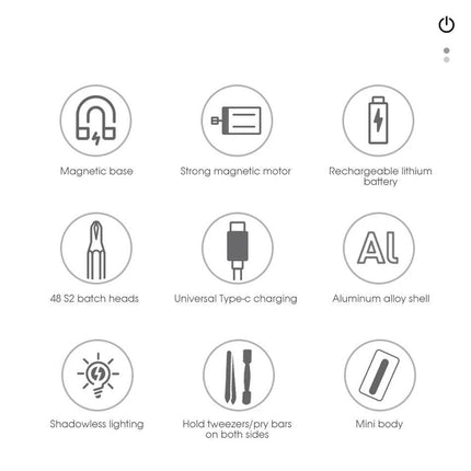 High-Efficiency Cordless Screwdriver Kit with LED Light and Type-C Fast Charging - Wnkrs