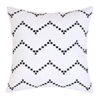 2 pièces 18x18 pouces / Blanc avec zigzag carré noir