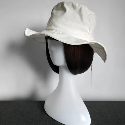 Sombrero de pescador blanco de ala ancha para el sol: protección elegante para exteriores