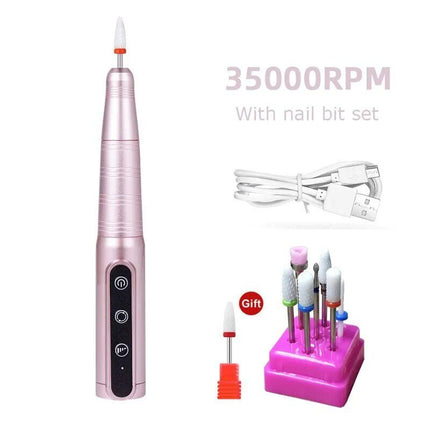 Wireless 35000RPM USB Nail Drill Pen: Portable Rechargeable Manicure & Pedicure Tool - Wnkrs