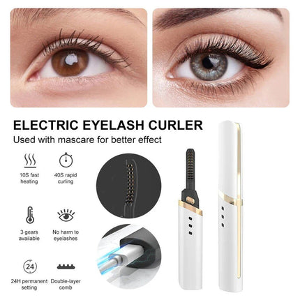 3-Gear Adjustable Heated Eyelash Curler: Portable & Anti-Scald - Wnkrs