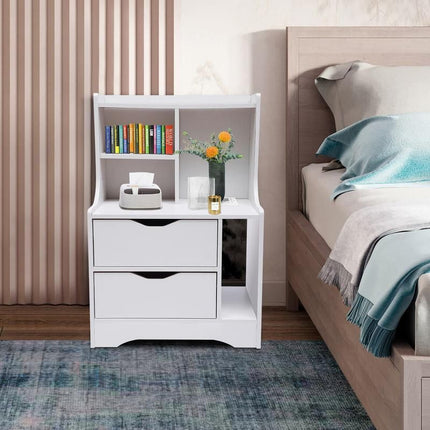 Modern Minimalist Nightstand with Dual Storage Drawers and Shelf - Wnkrs