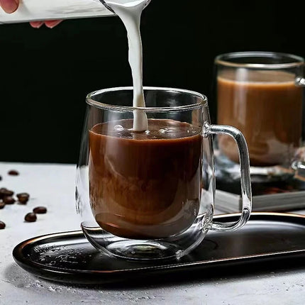 Taza de vidrio de borosilicato resistente al calor de doble pared