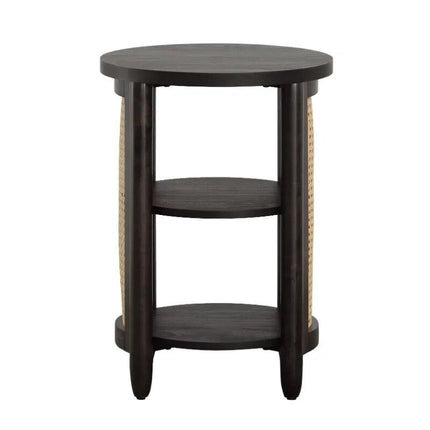 Charcoal Caning Rattan Side Table with Storage - Wnkrs
