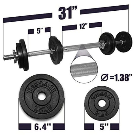 50 lbs Adjustable 2-in-1 Dumbbell and Barbell Set for Full-Body Workout - Wnkrs