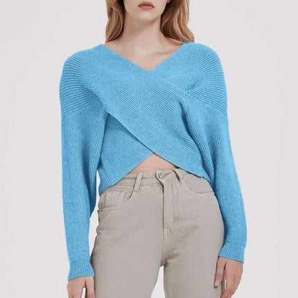 Cross V-neck Knitted Sweater - Wnkrs