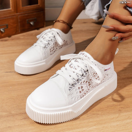 Fashion Lace-up Hollow Breathable Thick-soled Casual Shoes