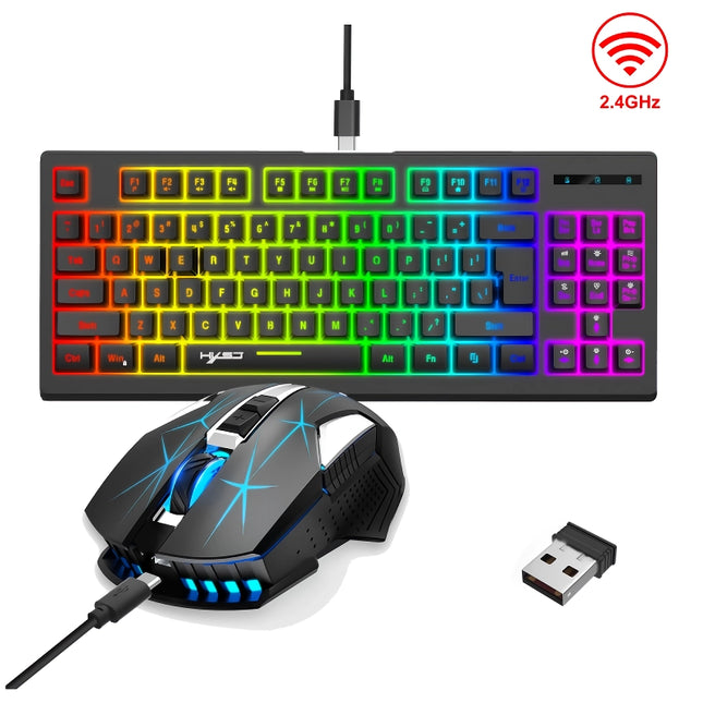 Combo de teclado y mouse inalámbricos para juegos de 87 teclas